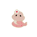 Pink cartoon snake enamel pin with heart flower, cute Chinese Zodiac brooch for children - Pink Snake with Small Flower