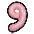 Détail du ballon chiffre 9 rose avec contour noir style BD 3D pour fête d'anniversaire - Chiffre 9 / Noir rose