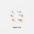 Detailed view of three pairs of golden bean stud earrings in sizes 4mm, 5mm, and 6mm - Set of 3 Pairs (4mm/5mm/6mm) / Gold