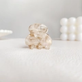 Mini acetate hair claw clip in cream marble finish for stylish hair styling - Iridescent Gray
