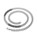 Minimalist silver Cuban link chain necklace with black textured accents and lobster clasp - Two-Tone Black Necklace (KN200785-KLHQ)