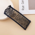 Banana hair clip in black metal wire frame with dark blue woven details design - 30 Teeth / Silver/Navy