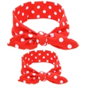 Two-piece set of red and white polka dot rabbit ear headbands with cute knot bow - Red Polka Dot