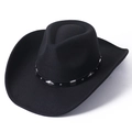 Chapeau de cowboy en feutre de laine noir avec rivets argentés et bord large - M (56-58cm) / Noir