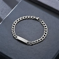 Gepolijste zilveren cubaanse schakelarmband met rechthoekige plaat op een doos - 1.6 (34x6mm Plaat/6mm Breedte/20cm Lengte)