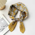 Ginger yellow silk square scarf featuring bohemian paisley patterns and star motifs - Yellow Sun Butterfly Paisley