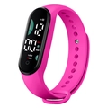 Rose pink LED digital sports watch with heart rate and step counter silicone band - Rose Red