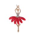 Dettaglio macro della spilla ballerina con petali in resina rossa e cristalli bianchi - Rosso Puro