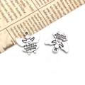 Pair of antique silver angel pendants featuring heart motifs and engraved blessings - Angel-19x19mm-1.5g-17333