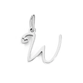 Polished silver stainless steel letter W pendant with heart detail for DIY jewelry - Letter W / Steel