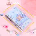 Cute blue bear 6-ring transparent binder notebook set with colorful accessories - Blueberry Bear / Blue