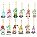 12-piece DIY 5D diamond painting gnome keychains with monthly themed designs and crystals - QS004 (12-Piece Set) Double-Sided