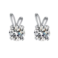 Sterling silver moissanite stud earrings featuring a cute rabbit ear design in silver finish - Rabbit Studs