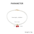 Dettagli del ciondolo a ciliegia in resina e della collana di perle bianche con misure - Stile Ciliegia Rossa Liscia (KN292062-Z)