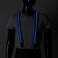 Adjustable LED glowing suspenders for men and women in vibrant blue fiber optic light - One Size / Blue