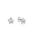 Minimalistische S925 Sterling Silber Stern Ohrstecker mit klarem funkelndem Zirkonstein - Weißgold