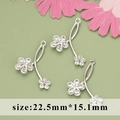 Pendentifs fleurs argentés avec strass 22,5x15,1mm accessoires bijoux DIY créatifs - Style Grande Fleur / Argenté