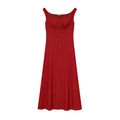 Gros plan détaillé d'une robe rouge sans manches en lin avec décolleté en cœur - XS / Rouge