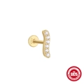 S925 sterling zilveren vergulde gegolfde oorsteker met 6 witte zirkonia steentjes - Enkel Goud #9