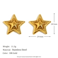Minimalist 18K gold plated stainless steel star stud earrings with size and weight specs - Double Star Studs - Gold