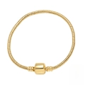 Classic golden snake chain bracelet featuring a polished cylinder clasp and spiral texture - Snake Chain with Smooth Barrel Buckle (Style G)