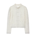 Elegante witte kanten blouse met opstaande kraag en traditionele Chinese knoopsluitingen - S / Wit