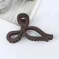 Large matte dark brown bow hair claw clip for thick hair in minimalist elegant style - Coffee