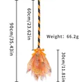 Halloween witch broom with orange spiderweb mesh and cartoon pumpkin decoration - Colorful Spider Web Orange Broom (Bow + Ribbon)
