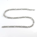 Detailed close-up of a silver Figaro chain necklace in a retro hip-hop punk style - 2.5mm x 60cm / Silver