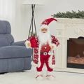 Standing Santa Claus doll in snowflake coat with lantern and gift bag decoration - 90cm