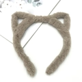 Macro detail of plush cat ear headband with soft taupe faux fur texture and fabric finish - Cat Ear / Short / Khaki