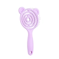 Purple bear-shaped vented hairbrush with hollow design and massaging bristle tips - Bear Style / Bear Purple