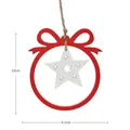 Addobbo natalizio in legno con fiocco rosso e stella bianca intagliata, 10cm x 8,5cm - Stella rossa e bianca