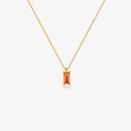 Elegant gold necklace with rectangular orange gemstone pendant in minimalist setting - Orange