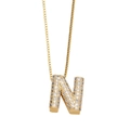 Vergoldete Buchstabe N Halskette mit funkelndem Zirkonia und stabiler Box-Kette - Buchstabe N / Gold