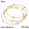 Minimalistisches 3er-Set Edelstahl-Armreifen mit Perlen in Gold, Roségold und Silber - 65*2mm (3 Stück) / Dreifarbiges Set (Gold/Silber/Roségold)