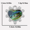 Stainless steel heart pendant with colorful abalone shell inlay and silver beaded edge - Pendant Only / Silver-Abalone Shell (S2004-S-B)