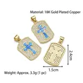 Ciondolo a croce in rame placcato oro 18K con opale blu e zirconi scintillanti - Stile D-Opale Blu