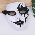 White PVC hip-hop mask with black gothic patterns and adjustable elastic strap - Style C