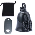 Matte black stainless steel motorcycle bell with skull hand design and pouch - Black (Pendant With Pouch And Tag)