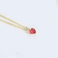 Elegant gold necklace featuring a translucent red heart zircon pendant for women - Gold Chain / Red