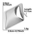 Detailed dimension guide for silver geometric rhombus earrings in 304 stainless steel - Rhombus Flat Mirror-Silver