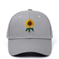 Classic grey baseball cap with sunflower embroidery featuring a six-panel cotton design - Adjustable / Gray