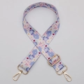 Adjustable wide replacement bag strap featuring colorful floral embroidery and gold metal hardware - No.639 Gold Hook