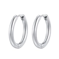 Pair of polished silver stainless steel hoop earrings with a shiny mirror finish - Steel Color 2.5*11mm
