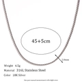 Macro shot of 2.0mm silver 316L stainless steel twisted rope chain with 45+5cm length - 1.8mm S-Chain (45+5cm)
