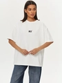 Λευκό βαμβακερό t-shirt με γραφικό Tokyo και κόκκινη πιτσιλιά μελανιού σε χαλαρή γραμμή - S / Λευκό