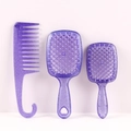 3-delige paarse glitter haarborstelset met hartontwerp en brede tanden kam - Paars - 3-delige set (Groot+Klein hol+haak)