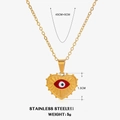 Collana cuore malocchio in acciaio dorato con dimensioni e informazioni sul peso - Stile Occhio Rosso
