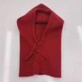Red knitted balaclava hood scarf for women with ribbed texture on marble background - One Size (55-60cm) / Red